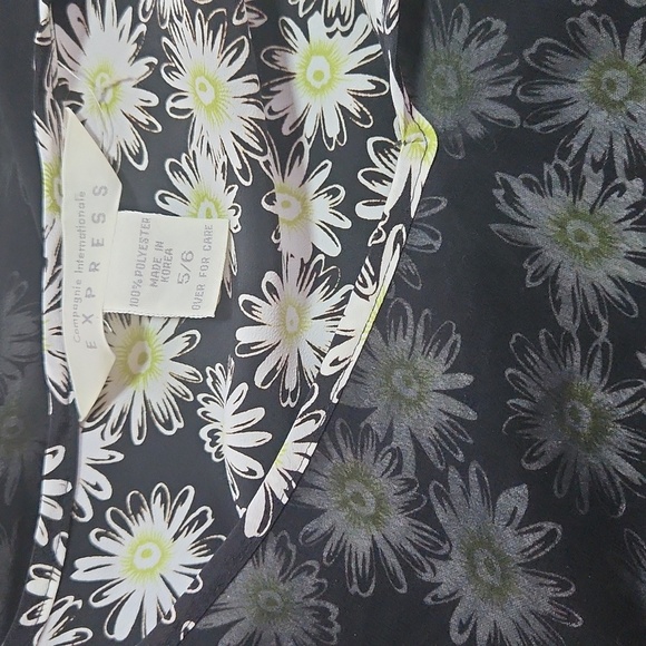 Vintage 90s Express International Maxi Dress Daisy Black Mesh Size 5/6 - Picture 10 of 16